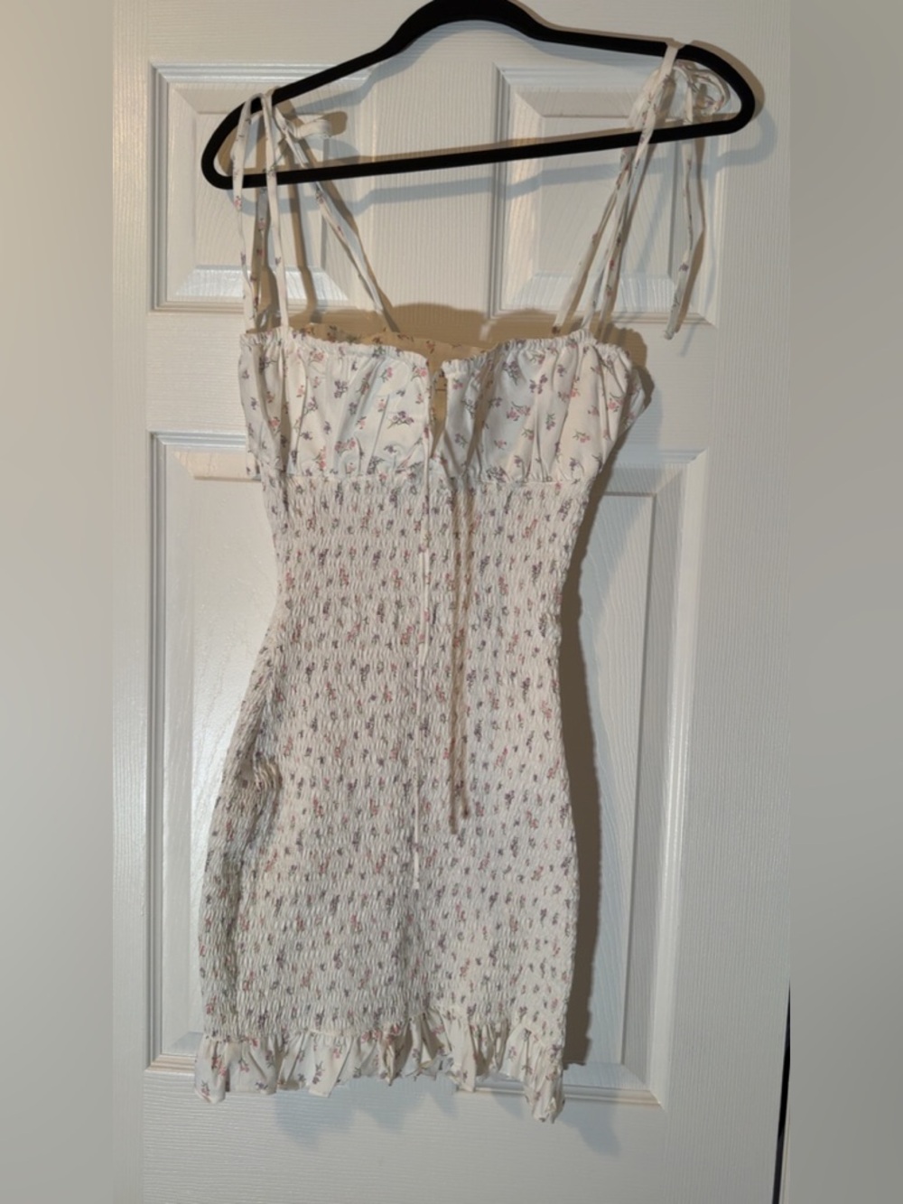 House of CB White Mini Dress with Pink Floral Print